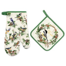 Arquiel Winter Bird Oven Mitts and Pot Holders Sets, 100% Cotton, 2pcs