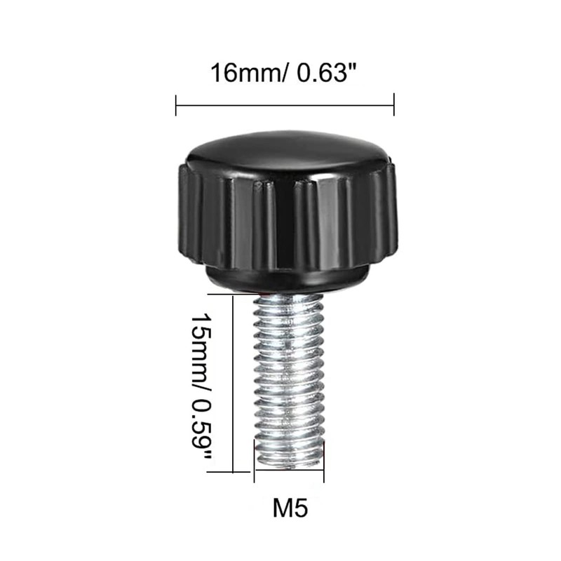 TA-VIGOR 12Pcs M5 x 15mm Male Thread Knurled Clamping Knobs