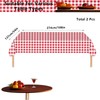 2pcs Red and White Checkered Disposable Tablecloth Table Covers,137*274cm Red
