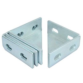 OTTFF 4 Pcs 90 Degree Gusseted Fitting for 1-5/8" Channel, 4 Slotted Hole Right Angle Connector Bracket Gusset Corner Brace Fastener Carbon Steel Q235B Strong Connection, Size 4 x 4 x 1-1/2"