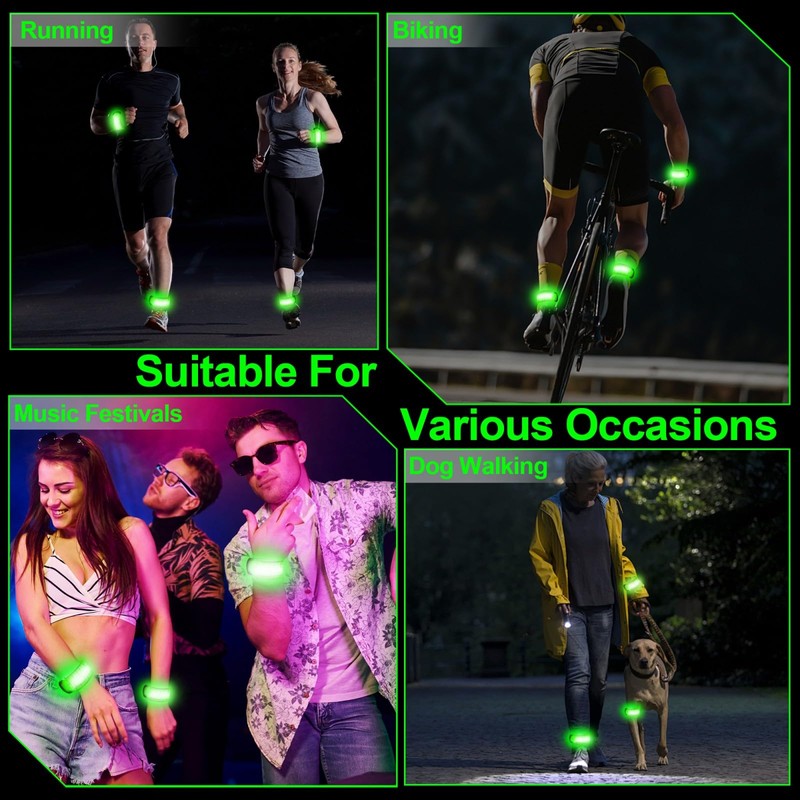 LED Armband Rechargeable, 2Pcs High Visibility Running Gear for Night