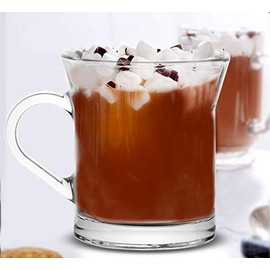 Vikko Clear Glass Coffee Mugs: Thick and Durable – For Coffee, Tea, Cider, and warm beverages – Microwave and Dishwasher Safe – Set of 6 – 3.5” Diameter x 3.8” Tall (10 Oz)