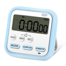 Kitchen Timer, Digital Visual Timer 24-Hours Magnetic Clock Stopwatch Count-Up & Count Down Timer with Large LCD Screen Display Big Digits, Loud Alarm for Cooking, Shower, Bathroom, Kids (Blue)