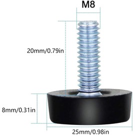 ALUYF Pack of 32 M8 x 25 mm Levelling Feet for Furniture, Levelling Foot for Screwing, Suitable for Furniture, Kitchen Furniture Feet, Chairs, Tables etc (Black, Bolt: 20 mm)