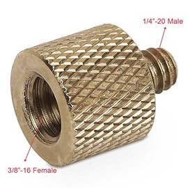 Standard 3/8"-16 Female to 1/4"-20 Male Tripod Thread Reducer Screw Adapter (Brass) Precision Made (2 Pack)