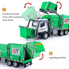 HAPYAD Garbage Truck Toys Metal Cab, Realistic Trash Truck Toys for Boys with Lights...