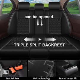 JIAMAOXIN Seat Covers for Kia Optima 2002-2020, 5 Seat Full Set Faux Leather Car Seat Covers Cushion Black