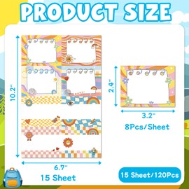 HEYINSHEN 120Pcs Name Tags for School Kids Nameplates for Classroom Desk Name Tags Labels Sticker for Back to School Teacher Supplies Student Name Plates for Kindergarten Preschool Classroom(8 Design)