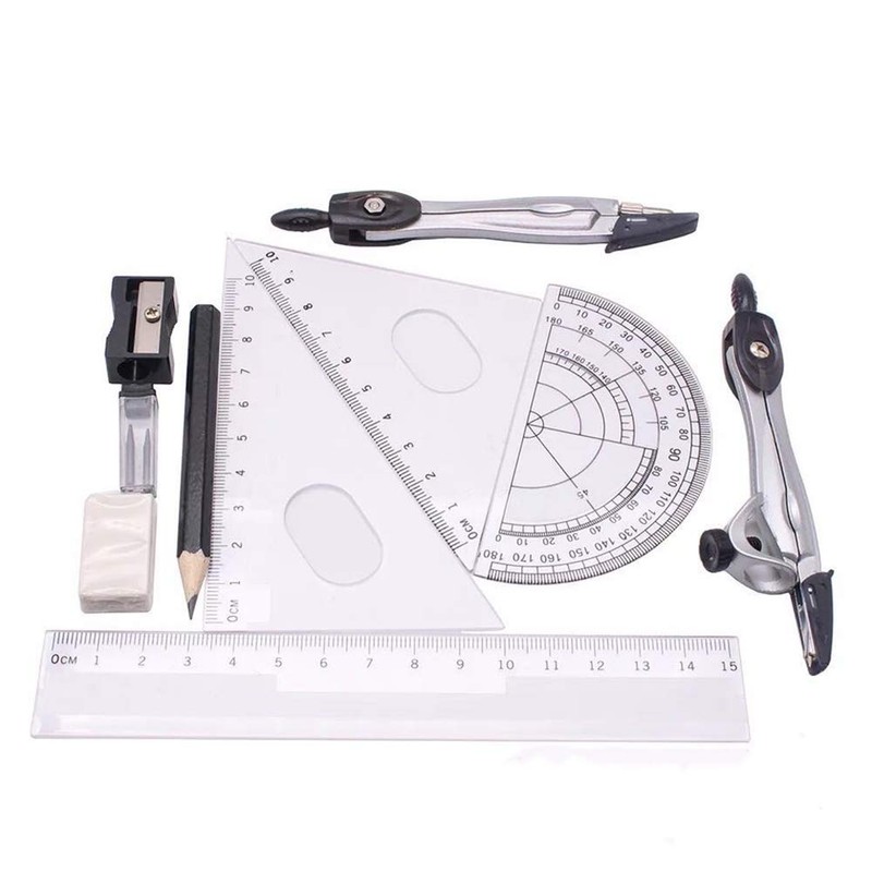 Geometry Set, Compass Maths Set, School Supplies, Compass, 10-Piece Set,