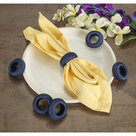 Napkin Ring Set of 12, Plastic & Yarn Napkin Ring, Unique Dining Accessories, Stylish Dining Essentials, Home Decor Accessories, Wedding Table Decorations, Festive Table Settings – Dark Blue