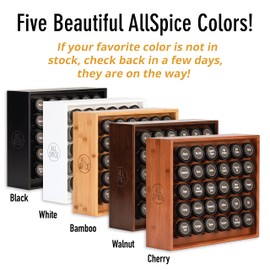 AllSpice Wood Spice Rack, Includes 30 4oz Jars- Matte White