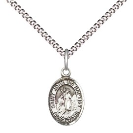 Women's Pewter Saint John the Baptist Medal Pendant on 18 Inch Rhodium Plated Lite Curb Brass Chain with Lobster Claw Clasp, Catholic Religious Necklace - Made in USA- Velvet Gift Box