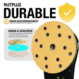 15 Loch Schleifpapier 150mm Klettverschluss 80 Körnung Sandpapierscheiben Aluminiumoxid Schleifpapierscheiben 50 Stück Exzenterschleifpapier für Automobil und Holzhandwerker