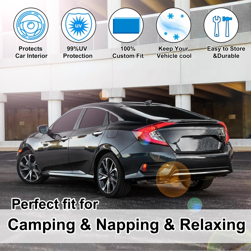 TINGLU Window Shades for Honda Civic 2016-2021 Accessories Car Side