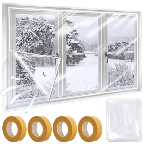63'' x 236'' Window Insulation Kit, POF Window Sealer ,