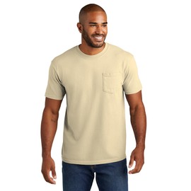 Comfort Colors Men's Adult Short Sleeve Pocket Tee, Style 6030 (Medium, Ivory)