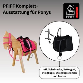 PFIFF 102292 Saddle Set Complete Equipment for Ponies and Wooden Horses / Plush Horses Black