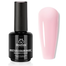 Beetles Pink Color Base Gel Nail Polish 1 Pcs 15ml Nude Gel Polish Pink Nail Polish Base Pastel Gel 3 in 1 Builder Base for Nails Base Coat Nail Strengthener Soak Off Nail Art
