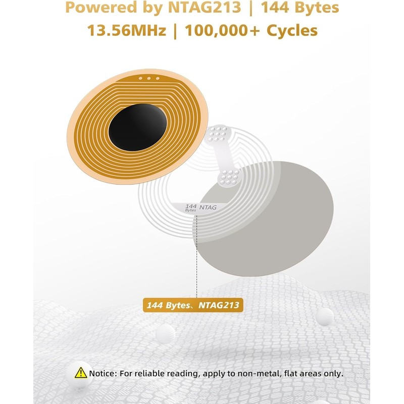 joonnair Pack of 12 10 mm FPC NTAG213 NFC Sticker