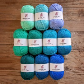 Studio Sam Acrylic Yarn Set. Ten Large 50g Skeins. Total 1030 Yards. for All Knitting, Crochet and Craft Projects. (Sea Glass Collection)