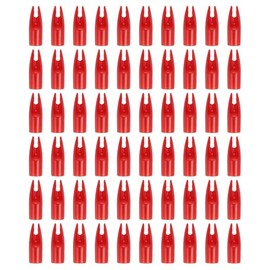 PATIKIL Archery Arrows Nocks 7mm, 60 Pcs Plastic Glue on Arrow Nock Replacement for Hunting Arrows Compound Bow Recurve Bow, Red