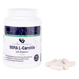 Boma Lecithin 100 L-Carnitine Capsules with L-Carnitine Tatrate (Carnipure) and Vitamin C 100% Vegan with Award
