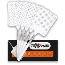 FlyPouncer 5-Pack Heavy Duty Fly Swatters – Indoor Manual Bug Swatter Set with Long Reach Handle – Stealthy, Durable and Compact Design for Home Use (White)