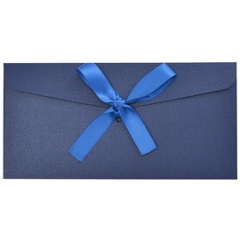 moin moin 2507ltrs64 Pearl Style Cardboard, 3 Long Shaped, Envelopes with Ribbon, Blue, Invitations, Bills, Celebrations, Invitations, Weddings, Birthdays, Sympathies, Business, Cardboard, Plain