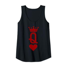 Womens Queen Of Hearts Card Game Lover Dice Game Lover Card Symbols Tank Top