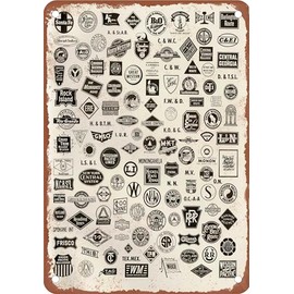 RetroRust METAL SIGN - 1954 American Railroad Logos and Heralds - Vintage Rusty Look - Aluminum - 7 x 10 inches - Wall Mount - Decorative Sign