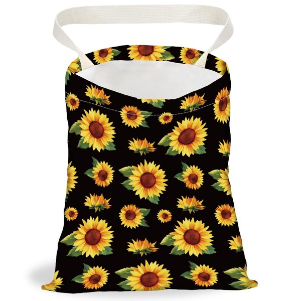 DELORIGIN Sunflower Print Car Trash Bag Hanging Garbage Bag with