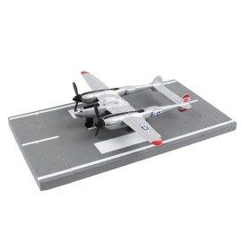 DCD Lockheed P-38J Lightning Fighter Aircraft Silver Metallic "United States Army Air Force" with Runway Section Diecast Model A
