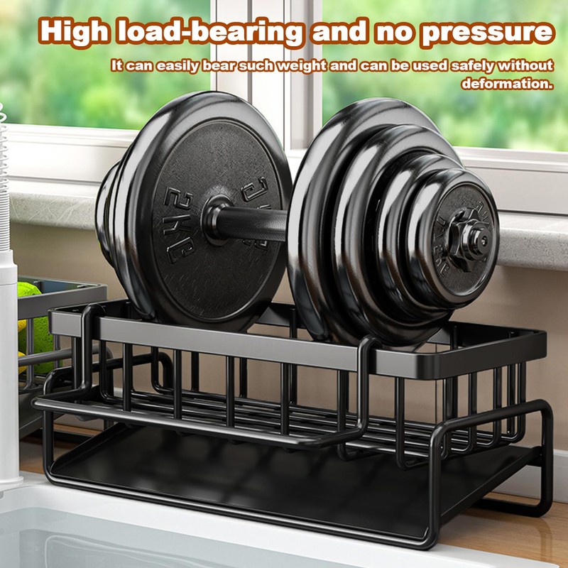 Sink Organiser with Brush Holder, Sponge Holder with Drip Tray,