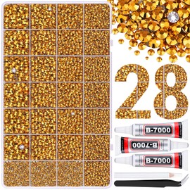 30000Pcs Resin Rhinestones for Bedazzling with 3Pcs B7000 Jewelry Glue, Mine Gold Flatback Gems Rhinestones for Crafting, Clothing Tumblers Mugs Shoes Fabric Decor Nail Art
