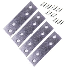 Mending Plates 4 Pcs Stainless Steel Repair Fixing Straight Brace Brackets Heavy Duty Metal Connector Joining Plates Flat Corner Support with Screws for Fixing Furniture & DIY Projects (76mm)
