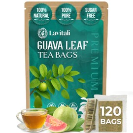 Lavitali, Guava Leaves Tea Bags | 120 bags, 100% Pure Herbal Tea | Caffeine-Free, No Sugar, Eco-Friendly Filter Bags | Daily Natural Botanical, Hot or Iced Herbal Infusion