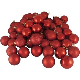 Tozz Pro 21ct Matte Red Hot Shatterproof Plastic Christmas Ball Ornaments 1.56in (39mm) (Red)