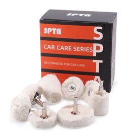 Polishing Wheel for Drill, SPTA Buffing Mop for Drill, 8Pcs White Flannelette Polishing Mop Wheel Grinding Head with 1/4" Hex Shafts for Manifold/Aluminum/Stainless Steel/Chrome