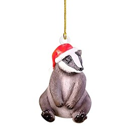 Rifuli Christmas Animal Ornament Acrylic Christmas Hat Animal Ornament Christmas Tree Decoration Metal Raised Bed (B-H, One Size)