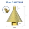 HUHAO Diamond Beveling Chamfer Bit for Angle Grinders,50mm Countersink Drill
