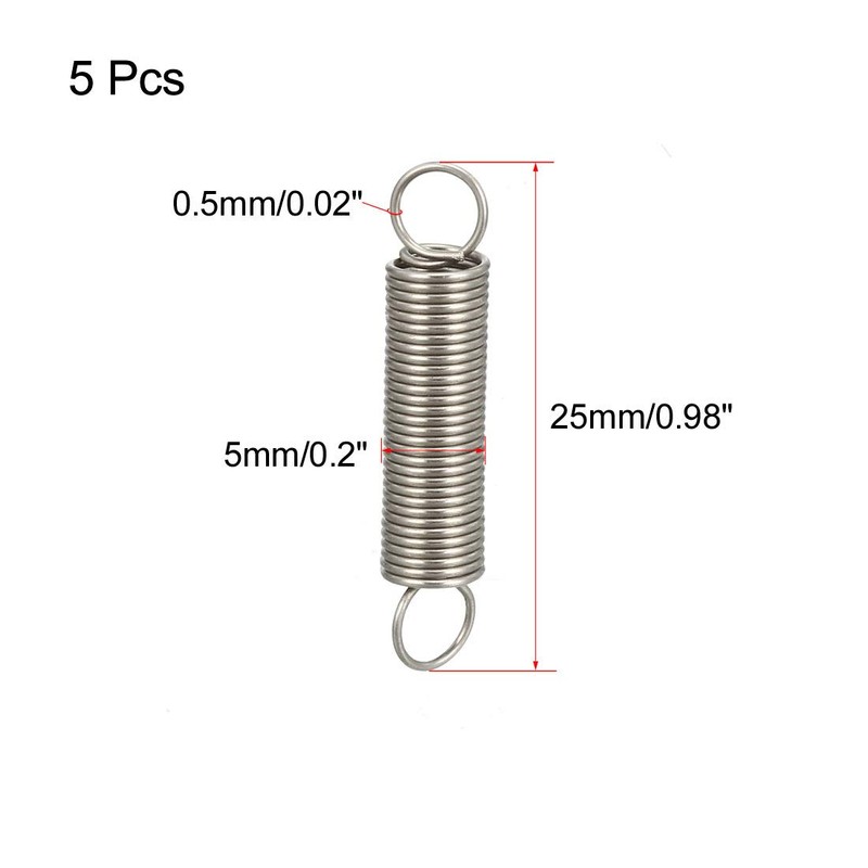 sourcing map Extended Tension Spring Wire Diameter 0.02", OD 0.2",