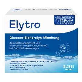 Elytro, Glucose Electrolyte Blend Acute Diarrhoea - Quickly Compensate for Electrolyte and Fluid Loss - Complementary Balanced Diet - Vegan, Lactose Free and Gluten Free - 20 Bags