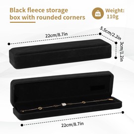 30 Pcs Velvet Bracelet Boxes Bulk, Long Jewelry Gift Boxes for Bracelets, Necklaces, Chains and Pendants, Velvet Jewelry Display Cases for Wedding Vendors and Gift Packaging (Black)