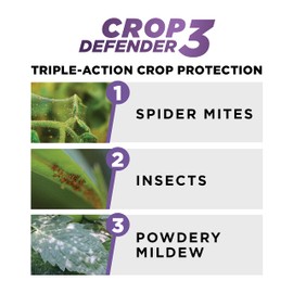 Grower's Ally Crop Defender 3 Concentrate - Natural Miticide, Insecticide, Fungicide Control for Plants - OMRI Listed Garden Safe Spray Killer for Powdery Mildew & Mites - 8 Oz, Makes 25 Gallons