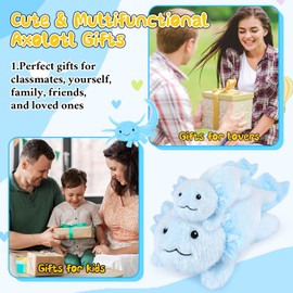 Leokawin Weighted Axolotl Plush,10 Inch Weighted Stuffed Animals,Blue Axolotl Plush Cute Animal Pillows,Soft Small Weighted Stuffed Animal Birthday Gifts for Kids Boys Girls