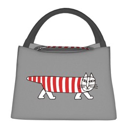 Lisa Larson Insulated Lunch Bag, Black Lunch Box, Thermal, Insulated Bag, Zipper Included, Compact, Bento Bag, Soft Cooler Bag, Tote, Eco Bag