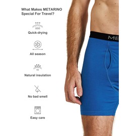 ZSOSBA METARINO Men's Merino Wool Underwear - Ultra-Soft Boxer Briefs with Anti Odor for Hiking, Travel & Everyday Comfort (US, Alpha, X-Large, Regular, Regular, Blue)