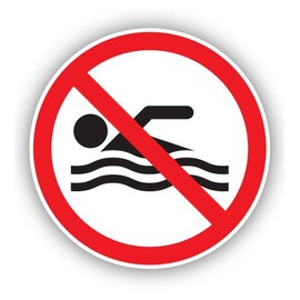 No Swimming - 3" Vinyl Sticker - for Car Laptop I-Pad Phone Helmet Hard Hat - Waterproof Decal