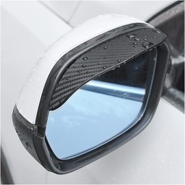 2 viseras protectores de lluvia para espejo retrovisor de auto, para espejo lateral, aspecto de fibra de carbono, protector impermeable para auto, ajuste universal para vehículos, camiones y SUV (negro).