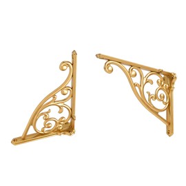 Heavy Duty Solid Stand,8 Inch 4 Pack Antique Gold,Right Angle Wall Panel Support Bracket,Decorative Shelf Bracket,Heavy Duty Vintage,Wall Mount Support DIY - Shelf Hardware Included